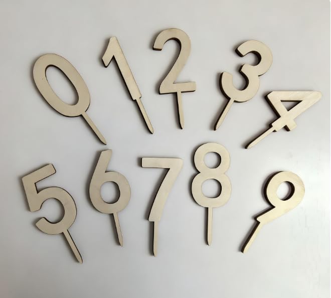 10 unidades de número de tarta de cumpleaños, decoración de 0 a 9 dígitos de madera, apto para todas las edades, fiestas, cumpleaños, bodas