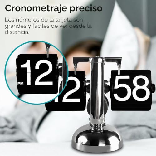 Miniatura 6 de Reloj Retro Con Tapa Y Tapa, Reloj De Escritorio Digital, Funciona Con Pilas, Minimalista, Con Una Sola Base, Reloj De Escritorio Mecánico Para El Hogar, Salón Negro