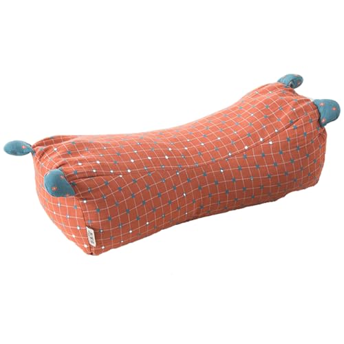 Organic Buckwheat Pillow, Neck Support Pillow, Featuring a Double-layer Gauze Fabric with a Soft and Comfortable Feel, Suitable for Sleeping On Your Back, Side, or Stomach. Rust red with blue checks