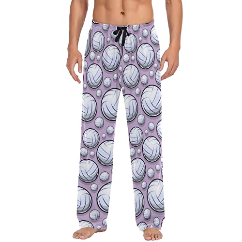 Volleyball Pattern Sport Purple Men's Pajama Pants Sleepwear Lounge Pajama Bottoms