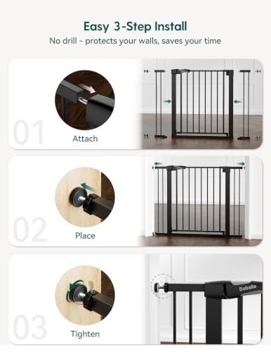 Image of Babelio 36-57 inch Extra Wide Baby Gate for Stairs No Drilling, PressGuard