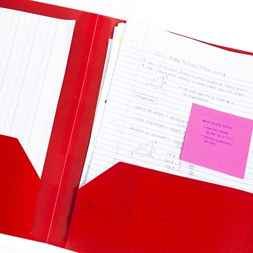 Bazic 2 Pockets Poly Folder Portfolio, Letter Size Plastic Folders Holder For Office Documents Paper Organizer, Assorted Color, 48-Pack #TOP5