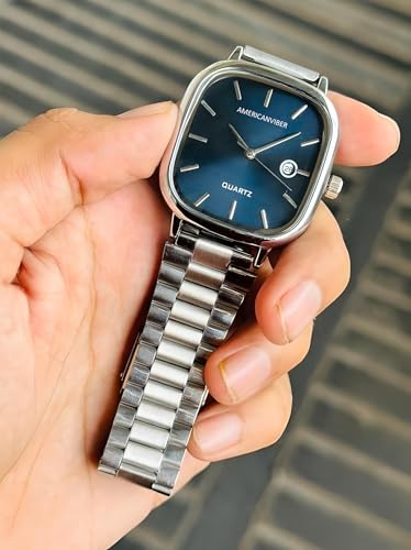 AMERICANVIBER Men's Silver Watch, Blue - Image 6