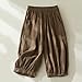 AKTCVVJ Linen Capri Pants Women Elastic Waist Work Pant Athletic Knee Length Pant Fashion Summer Capris with Pockets Coffee
