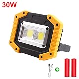 LED Work Light Rechargeable Floodlight, 30W Waterproof Floodlight Work Lights Ca...
