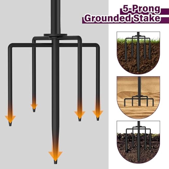 4-Pack Garden Metal Torches, 60 Upgraded Citronella Torches with 5-Prong Grounded Stakes, 16 oz Heavy-Duty Outdoor Torch Lights for Patio, Pathways, and Parties (Ultra-Stable Design)