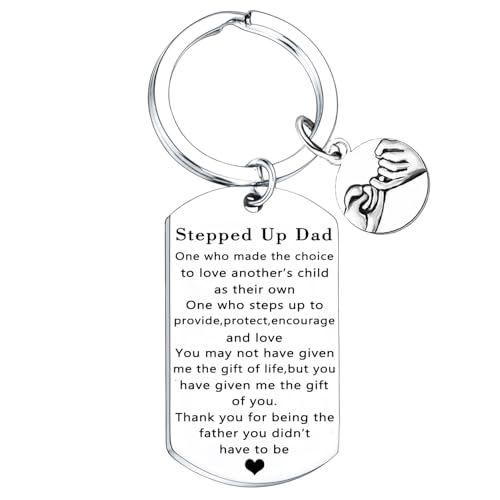 Nfyxcaz Stepdad Keyring Gifts for Stepfather Father’s Day Gifts Bonus Dad Keyring Thank You Gifts for Step Dad Christmas Birthday Gifts for Stepdad