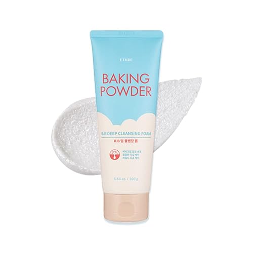 ETUDE Baking Powder B.B Deep Cleansing Foam, 2 in 1 Rice Bran + Baking Powder, Creamy Bubble + Scrub Exfoliate Skin, Fash Wash, Deep Cleanser for