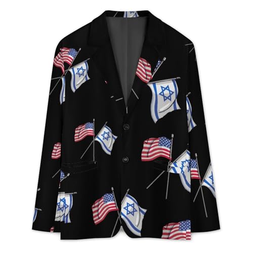 Israel USA American Flag Mens Blazer Two Button Sport Coat Lightweight Suit Jacket for Travel Business Wedding3