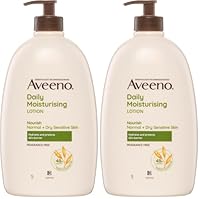 Aveeno Daily Moisturising Non-Greasy Fragrance Free Body Lotion 48-Hour Hydration Soothe Normal Dry Sensitive Skin 1L (Pack of 2)