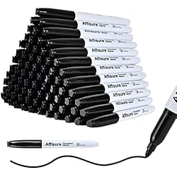 Affisure Permanent markers, 100 packs permanent markers bulk, quick dryingin one second, waterproof, smooth, noteasy to erase, durable, can be markedon glass, tiles and cloth, office supplies