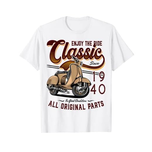 Motor Scooter Classic Moped Rider Cumpleaños 1940 Camiseta