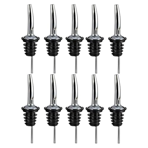 BGHYJKOL Stainless Steel Pourers Tapón de Botella Vino Aceite Oliva Acero Inoxidable 304, dispensador vertedor, Boca, Licor, Tapa Vidrio, Boquilla for Verter Flujo(10PCS)