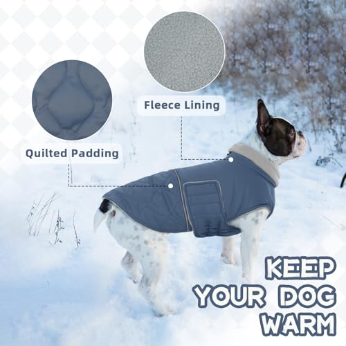Hjumarayan Hundemantel Warm Große Hunde, Winter Mantel Hund Geschirröffnung, Wintermantel Gefüttert für Hündin Golden Retriever, Labrador (Graublau XXL)