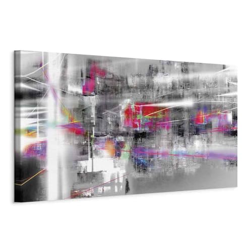 Tableau décoratif abstrait 150x50 cm blanc marron noir rose a-A-0698-b-a