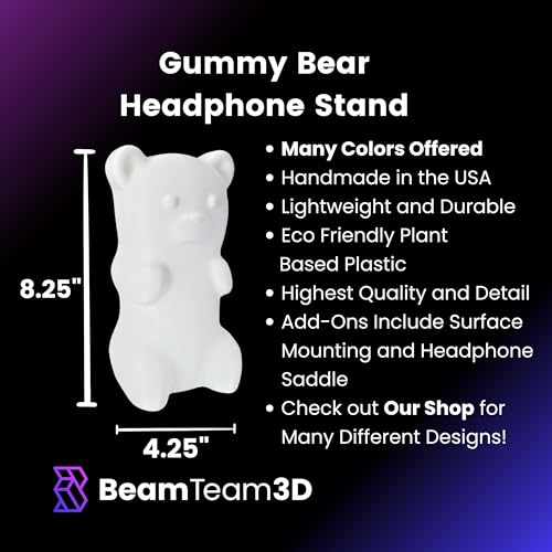 Soporte para auriculares en forma de oso de goma - Soporte lindo para audífonos - Accesorios kawaii para escritorio - Compatible con la mayoría de los auriculares (Menta) miniatura 3
