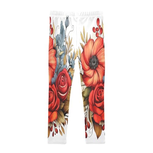 Toddler Girls Leggings Printed Yoga Pants Leggings Brown Leaves Rose for Kids2