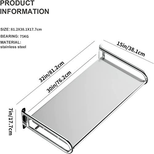 Lanliebao 32Inch Stainless Steel Wall Shelf Metal Shelving Heavy Duty Commercial Or Household Grade Wall Mount Microwave Oven Shelf With Fixing Kit (32 In Silver New) #TOP2