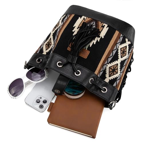 Image of Wrangler Hobo Bags for Women Designer Aztec Bucket Purses Western Tapestry Shoulder Handbags