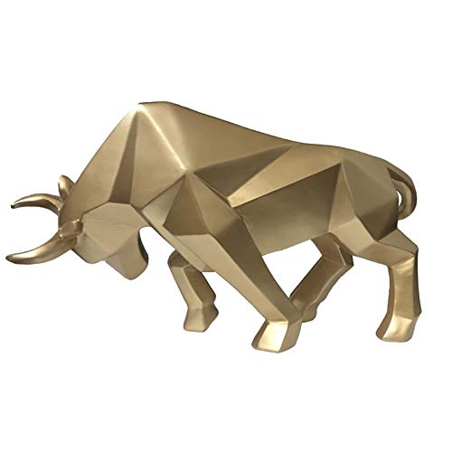 Vinbcorw Statua del toro, resina, scultura del toro, decorazione della casa, mercato azionario, statue fortunate, figura astratta, regalo aziendale, D'oro
