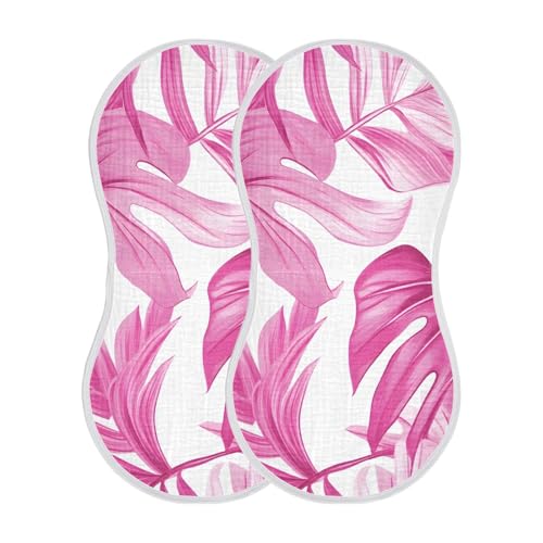 Bolaz Baby Burp Cloths 2 Pack,Tropical Leaves Pattern,Feeding Cloths Face Towel Super Absorbent Soft Cotton Burping Rags Feeding Bibs