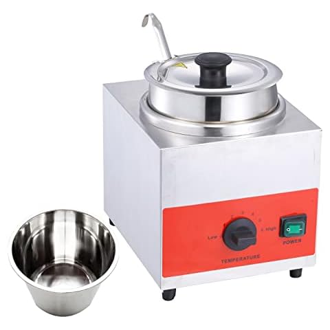 Commercial Soup Warmer with Pot Food Warmers 3.5 qt Capacity Sauce Dispenser for Nacho Cheese Chocolate Square(ladle) Cover