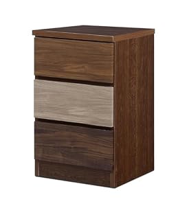 日本製 幅40cm 高さ64cm 3段ミニチェスト ローチェスト スリム 完成品 (ブラウン)