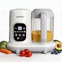 Sunvivi Babynahrungszubereiter 8-in-1 mit Dampfgarer und Mixer, 350g Große Kapazität Baby Food Maker, Multifunktionaler Babybrei Zubereiter mit LCD-Display, Sterilisator, Wärmer und Auftaufunktion