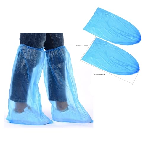 16 Paare Einweg Stiefelüberzieher Wasserdichte Regenschuh Abdeckungen für Männer und Frauen, Blau Überziehschuhe Wasserdichte Rutschfeste Überzieher für OP CPE Outdoor Camping
