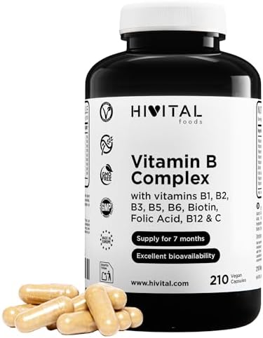 Vitamina B Complex. 210 cápsulas veganas para 7 meses de tratamie...