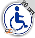 Sticker Handicap Rond Blanc - Autocollant Handicapé (20 cm x 20 cm)