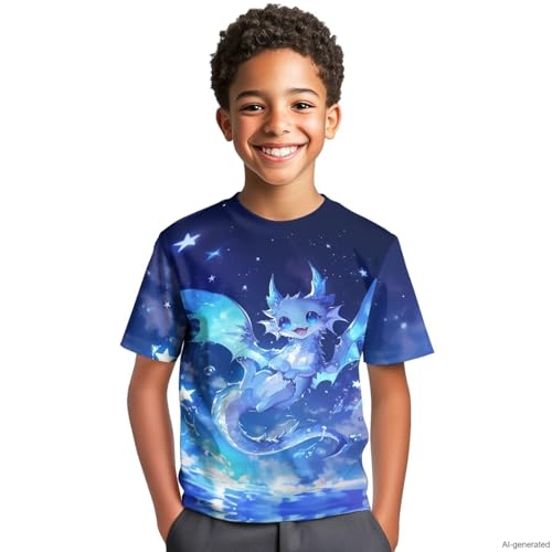 Image of WELLFLYHOM Kids Tshirts Girls Boys Short Sleeve Crewneck Tees Shirts Casual Sport Pullover Tops Size 3-16 Years