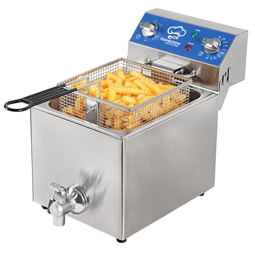 TOPKITCH 6.3Qt Electric Fryer with Oil Drain,30 Minutes Timer,Stretch forming
