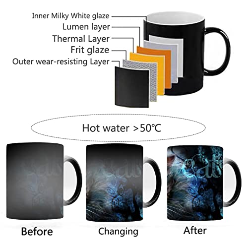 Coffee Mugs, Funny Cheshire Cat Heat Sensitive Ceramic Coffee Cups Magic Mug Perfect Novelty Father Gifts 350 ml (12oz) - Image 2