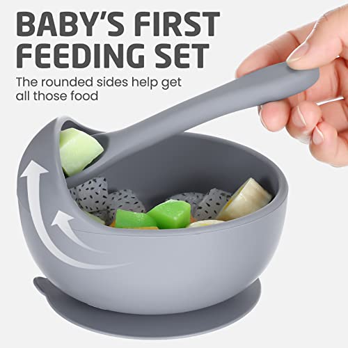 Amyhill 8 Pack Silicone Suction Bowl And Spoon Set Bpa Free Baby Bowl Unbreakable Baby Feeding Utensils For Infants Toddlers Self Eating Weaning Food Supplies First Stage Feeding Set, 8 Colors #TOP2