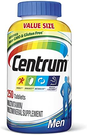 Centrum Multivitamin for Men, Multivitamin/Multimineral Supplement with Vitamin D3, B Vitamins and Antioxidants, Gluten Free, Non-GMO Ingredients - 250 Count