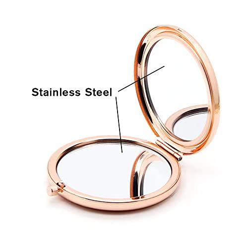 Tuklye 2 Pieces Bonus Sister/Sisters By Heart Compact Makeup Mirror- Birthday Gifts For Women, Valentines Day Graduation Thanksgiving Sister Gifts, Festival, Christmas, (Rose Gold) #TOP2