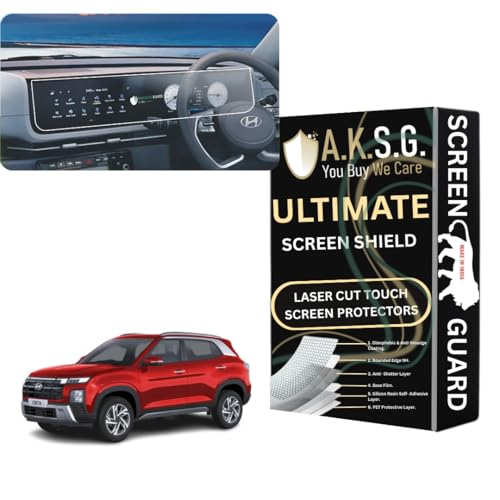 Image of A.K.S.G. 9H Unbreakable Screen Guard Compatible With Hyundai Creta Facelift 2024 10.25 Inch [2024-Running] Infotainment Touch Screen system - Clear Pack Of 1