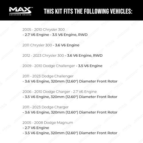 Image of MAX Advanced Brakes - Front Brake Kit For 2006-2023 Dodge Charger (12.60 inch Dia Fr Rotors), Dodge Challenger, Chrysler 300| Carbon Ceramic Brake and Rotor Kit| Geomet Coated Cross-Drilled Brake Rotors