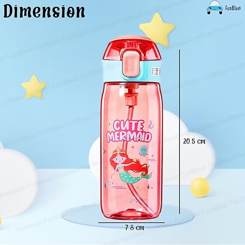 Image of FunBlast Cute Water Bottle for Girls - Anti-leak Cartoon Sipper for Kids (630 ML) (Mermaid) - Tritan, Pack of 1, Multicolor
