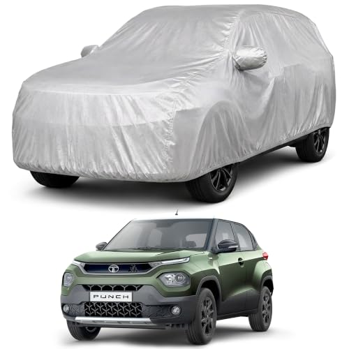 Image of AutoStory Punch Car Cover | Dustproof Lightweight Car Body Cover | Custom Fit for Tata Punch 2021-2025| Mirror Pocket | Lightweight | Indoor & Outdoor | Mirror Pockets, Elastic Bottom