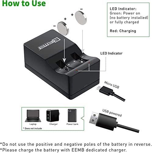 Eemb Lir2025 Rechargeable Li-Ion Battery Charger With 4Pcs 3.7V Lithium-Ion Coin Button Cell Batteries 40Mah #TOP4