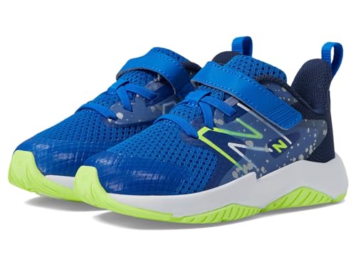New Balance Kid's Rave Run V2 Bungee Lace with Top Strap Running Shoe, Team Royal/Blue Oasis/Bleached Lime Glo, 2 W Infant