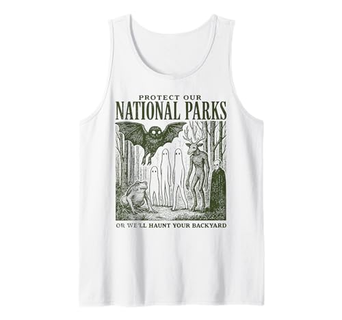 Protect Our National Parks Mothman Cryptid Weirdcore Horror Tank Top
