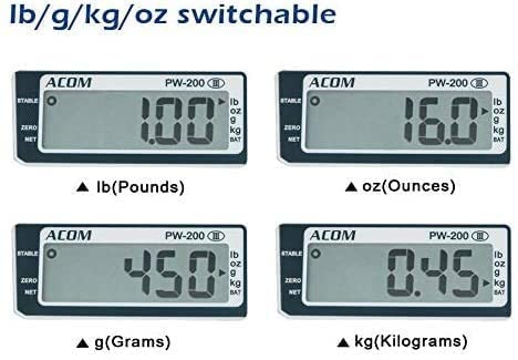 Visiontechshop Acom Pw-200 Digital Portion Control Scale, Dual Display, Lb/Oz/Kg/G Switchable, Low Profile Design, 60Lb Capacity, 0.02Lb Readability, Ntep Legal For Trade Coc #18-060A1 #TOP4