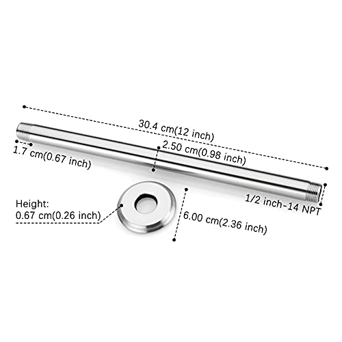 Anpean 12 Inch Shower Arm And Flange Brushed Nickel, Ceiling Mounted Shower Arm For Rain Shower Head #TOP6