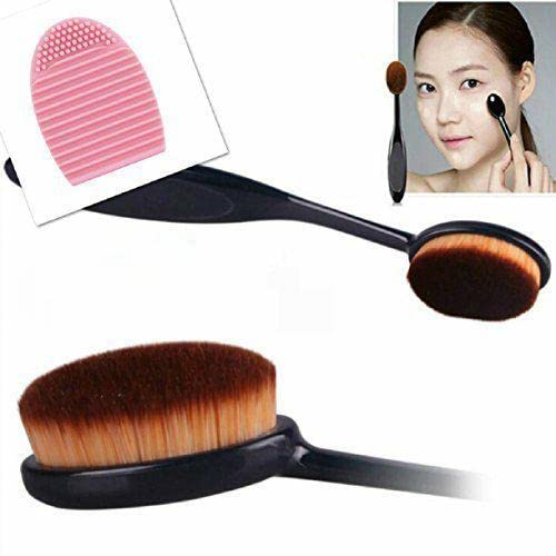 Lookatool Pro Cosmetic Makeup Face Powder Blusher Toothbrush Curve Foundation Brush + Cleaning Glove MakeUp Washing Brush