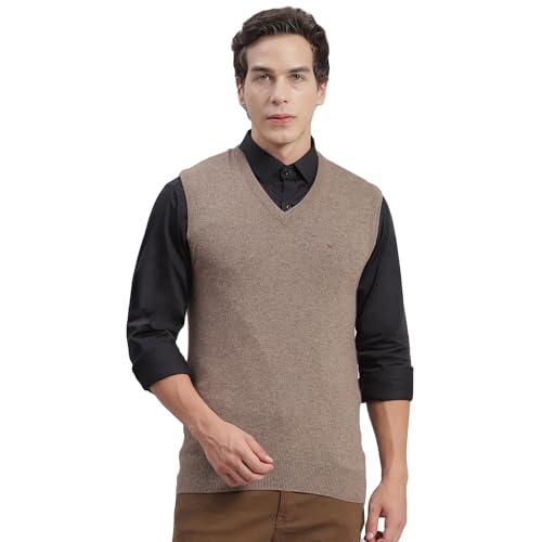 Image of Monte Carlo Off White Solid V Neck Sweater | Warm Woolen Pullover for Men | Soft Comfortable Knitted Winter Wear Sweater for Men's