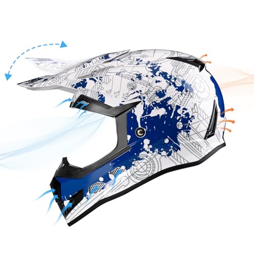 GLX GX623 Youth ATV/Dirt Bike Helmet Combo - Modern, Medium - DOT by GLX - Image 3