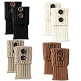 ZHLKHIOP 4 Pairs Knit Boot Toppers, Boot Cuffs, Black, Gray, White, Coffee, Soft and Stylish Boot Cuff Accessories